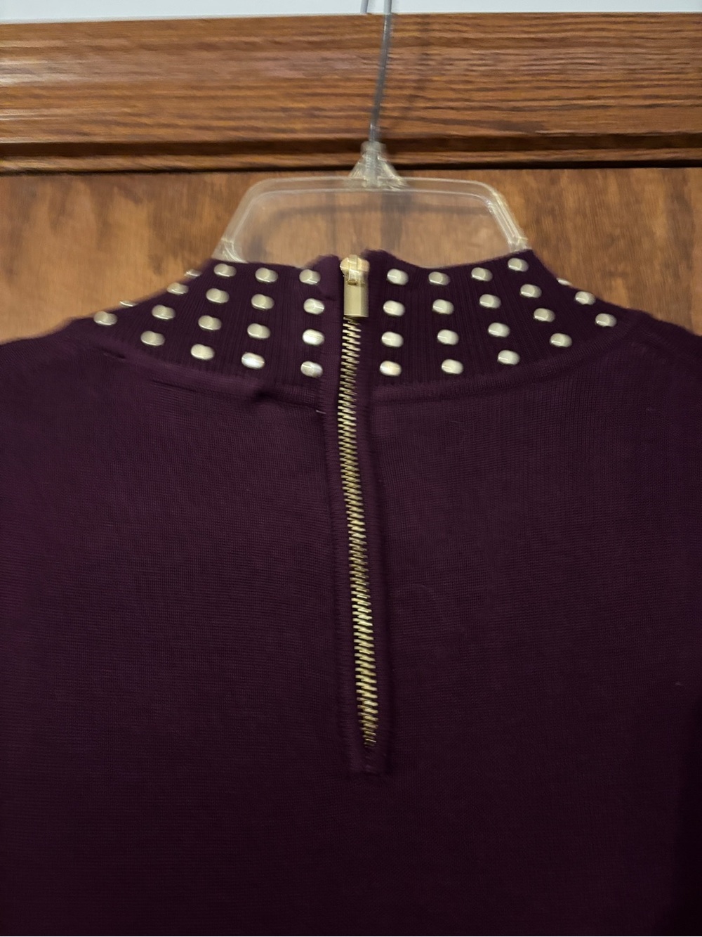 SALE!! NWOT Harper Rose Large Plum Midi Dress with Studded Neckline and Sleeves - Picture 6 of 7